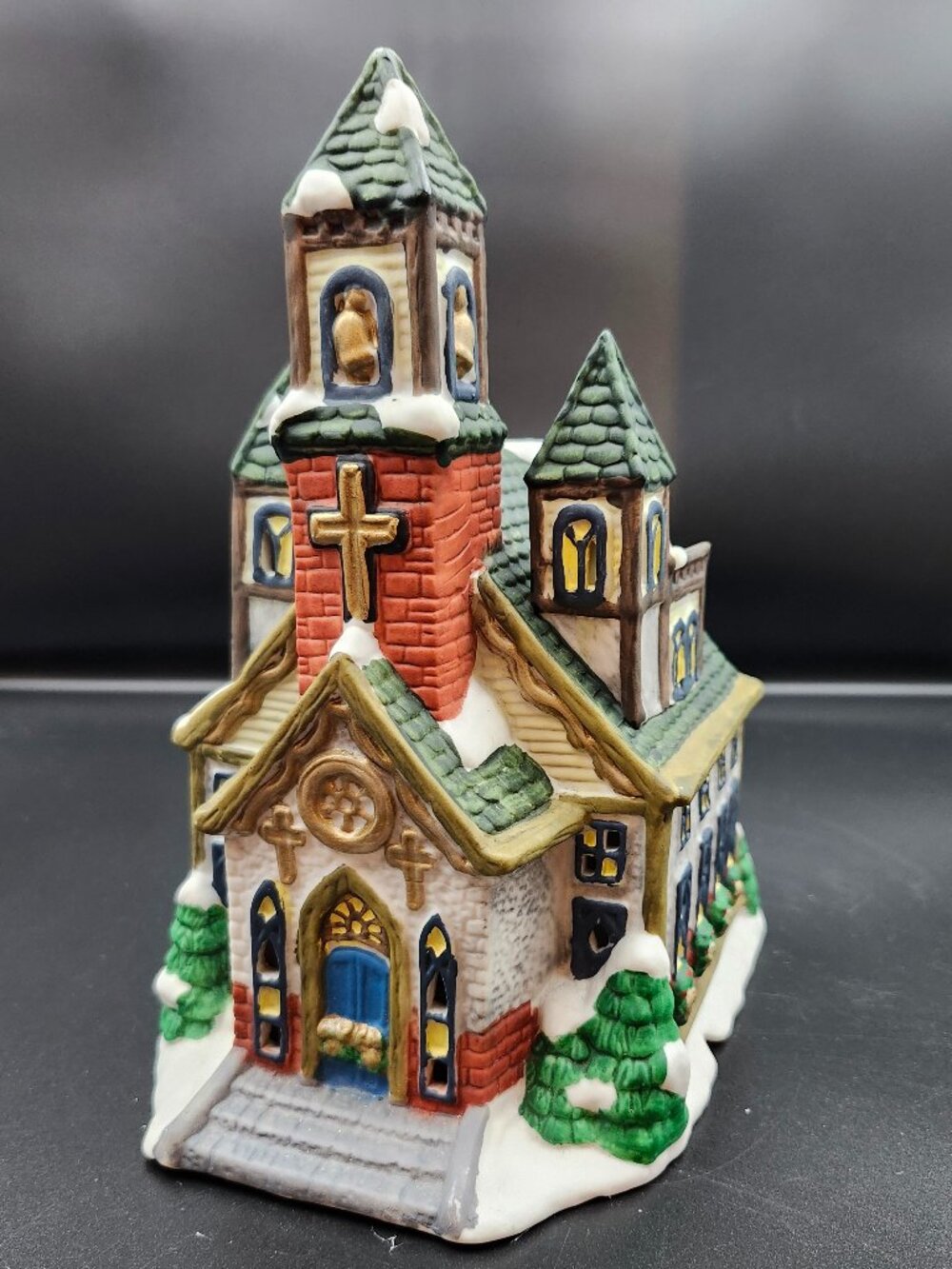 Vintage Christmas Village Cathedral Church Porcelain Lighted Hand Painted